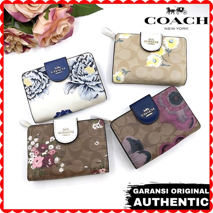 Dompet Coach Wanita Medium Corner Zip Wallet In Signature Canvas Original Store Branded Authentic
