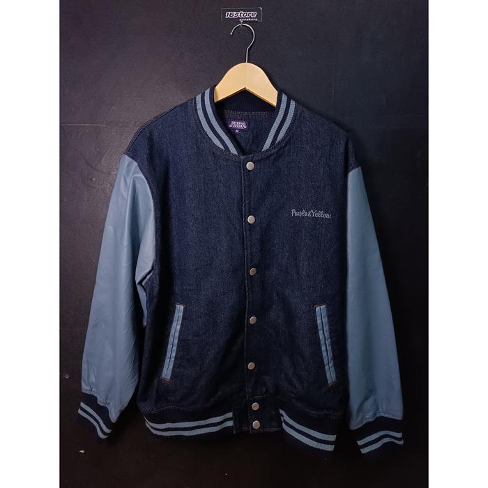 PURPLE YELLOW DENIM VARSITY JACKET SECOND