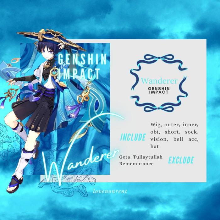 BERKUALITAS GENSHIN IMPACT WANDERER COSTUME COSPLAY RENTAL FULLSET INCLUDE HAT (KOSTUM COSPLAY GENSH