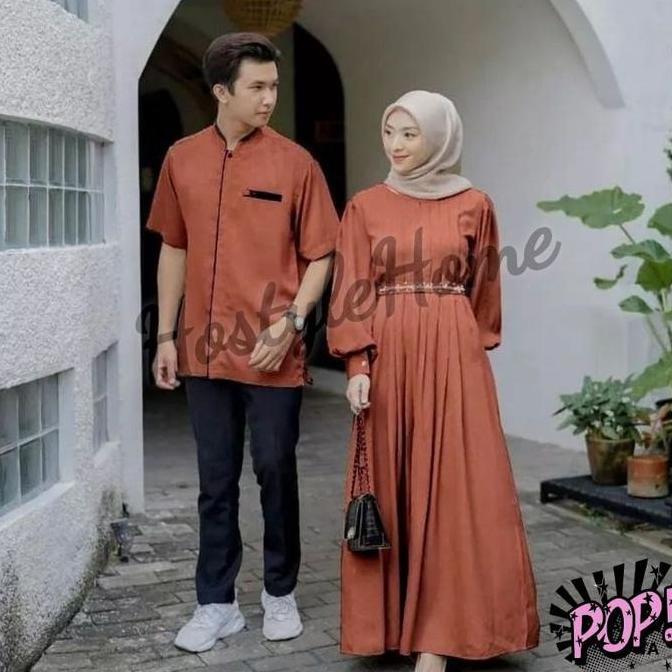 Bestseller (New) Ralina Couple - Baju Couple Kurta Gamis Busui Brokat Brukat Mutiara Rempel Renda Dr