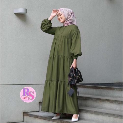 Gamis Brezani Midi Long Dress Remaja Ruffle [Rubi Shoestore]