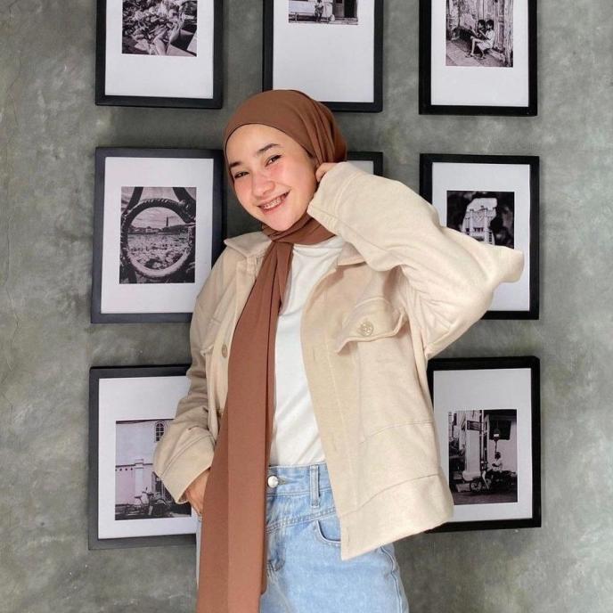 jaket saku wanita olin button outer kancing crop top premium jumbo xl