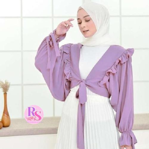 BAJU ATASAN WANITA ARULA KIRANA CLASSY RUFFLE CROP OUTER OUTERWEAR [Rubi Shoestore]