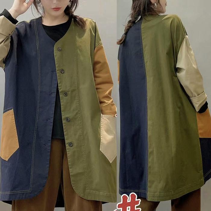 DRESS TUNIK JAKET COAT OUTER KATUN CARGO PREMIUM COLOR BLOCK NAVY HIJAU KREM OVERSIZE KOREA IMPORT