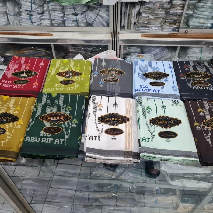 (khusus grosir) Sarung Abu Rifat Motif Songket Bahan Tetoron Rayon