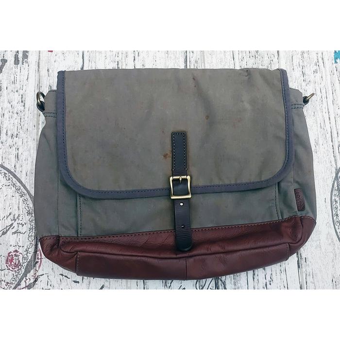 PRELOVED TAS FOSSIL SELEMPANG CANVAS DEFENDER EW CITY GRAY BAG ONLY TANPA TALI PANJANG