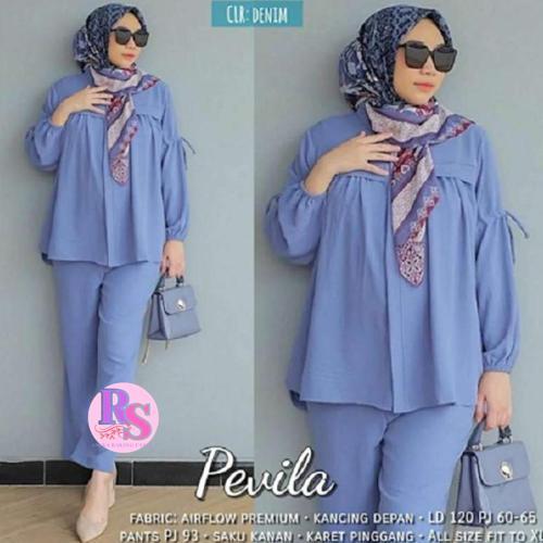 Set Setelan Wanita Terbaru Crinkle Airflow Premium Baju Pevila One [Rubi Shoestore]