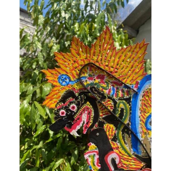 BUTO BRAHALA TIWIKRAMA Wayang Kulit Sapi Asli Buto Amral Hitam Bahan Kulit Sapi -+ 45 cm