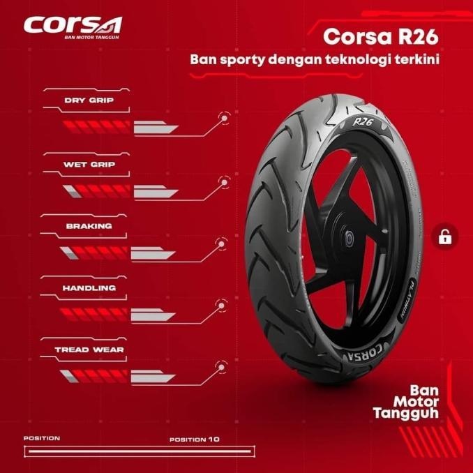 140/70-14 Corsa Platinum R26 Tubeless - Ban Belakang Motor AEROX-155