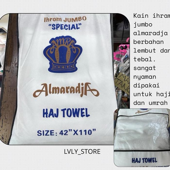 Kain Ihram Premium Jumbo Almaradja Special/Ihram Jumbo Almaradja/Ihram Laki Laki Umrah Haji/Handuk I