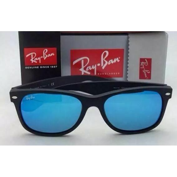 Rayban New Wayfarer 2132 Black Matte Lensa Blue Original