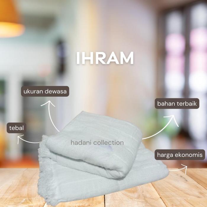Kain Ihrom Dewasa/Kain Ihram Bahan Katun Pria/Kain Ihram Haji Remaja Dan Dewasa