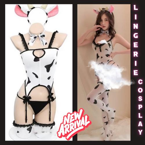 Lingerie Cosplay Kostum Sapi Cow Open Crocth Import Premium