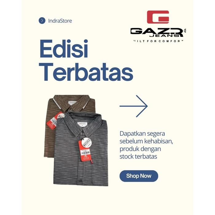 Kemeja Casual Motif GAZR Lengan Pendek Pria