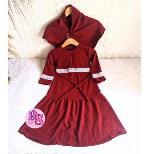 Nagita Dress gamis anak perempuan set hijab 2-10 tahun bahan crinkle airflow [Rubi's]