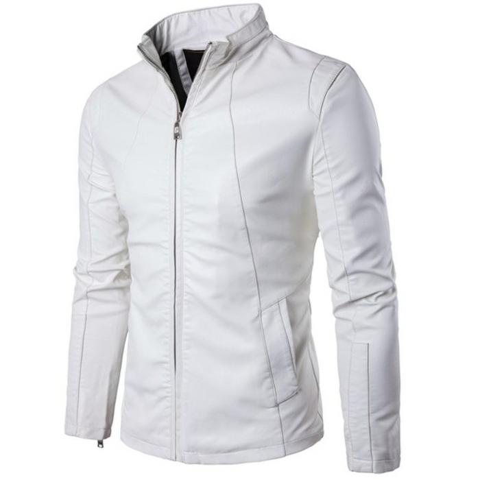 Men's leather jacket white-M