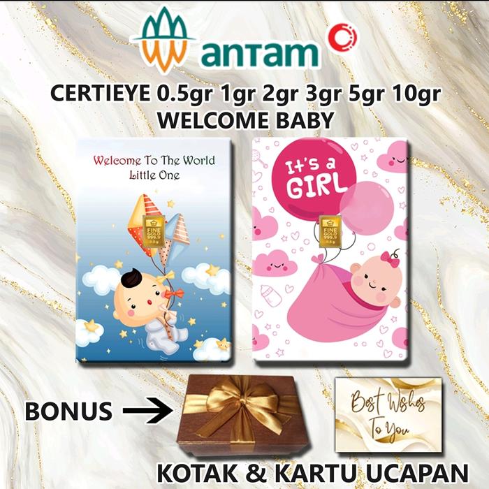 Emas ANTAM WELCOME BABY BOY GIRL Gift Series Custom Certieye Certicard