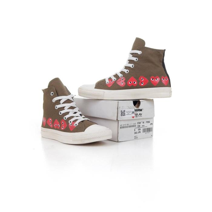 Converse Cdg Hi Multi Heart Olive