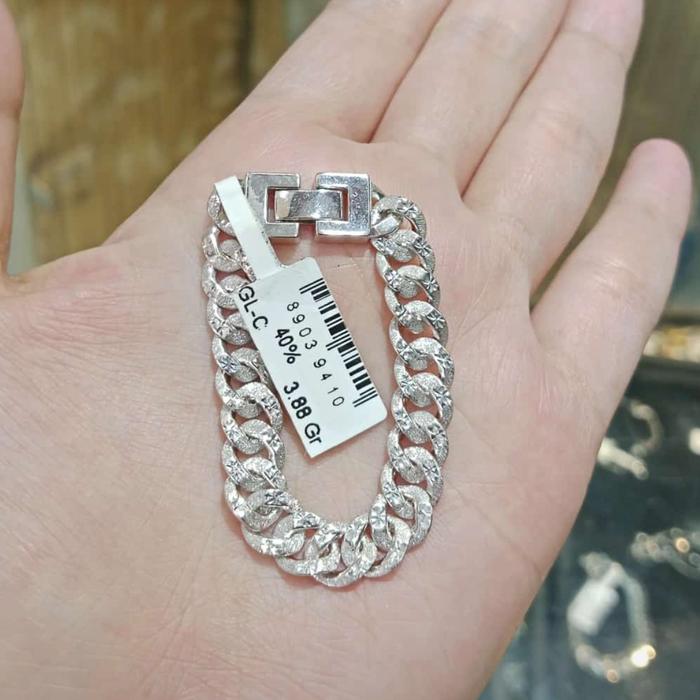 Gelang Tangan Sisik Naga Anak Emas Putih kadar 375/8K