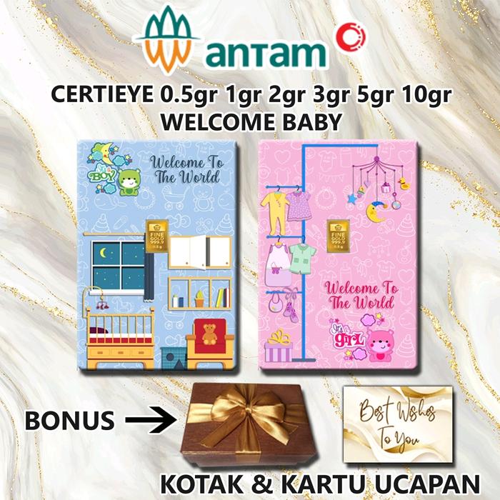 Emas ANTAM WELCOME BABY BOY GIRL Gift Series Custom Certicard Certieye