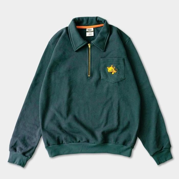 CRSL Chilo Polonian Sweatshirt | Green | Halfzip Crewneck Sweater | Outerwear Fleece Pria Wanita