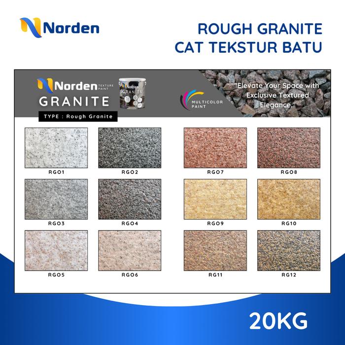 ROUGH GRANITE Cat Tekstur Batu Multicolor 20Kg (RG07 - RG12) NORDEN Texture Wall Paint