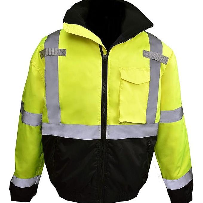 Jaket Bomber Visibilitas Tinggi Radian Class3 Dengan Liner Bawaan Hi Viz GreenBlack 4XLarge Sj11Qb3Z