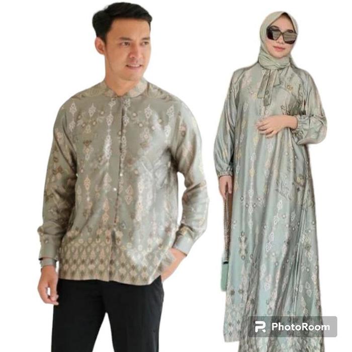 couple maxmara silk lengan panjang baju couple pasangan kondangan gamis maxmara lux motif terbaru