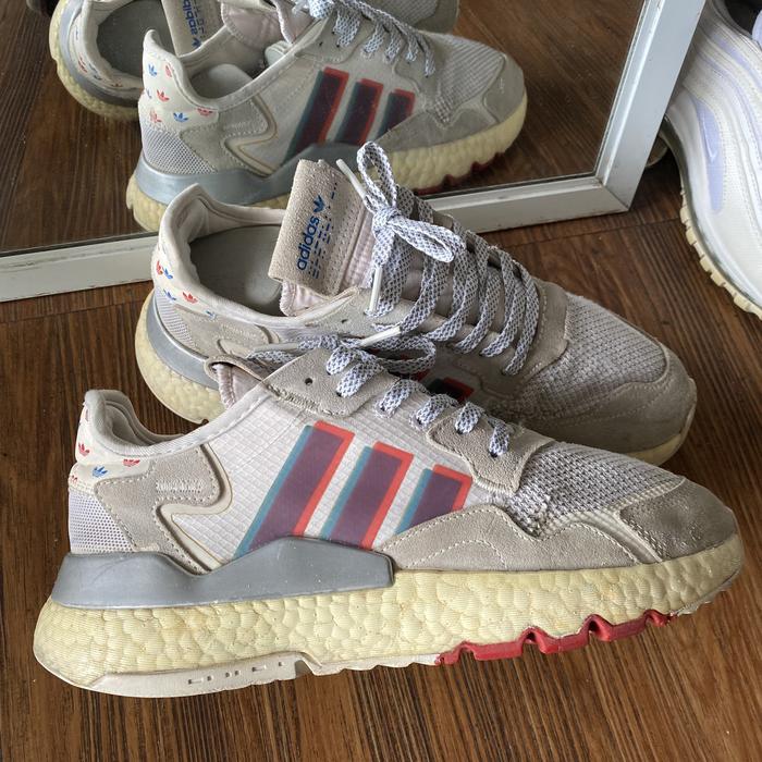 Adidas nite jogger blue red grey run original murah - sneakers second market