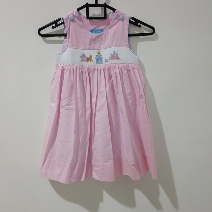 Preloved Dress Smocked anak perempuan Pink Cinderlella Anavini 4years almost new