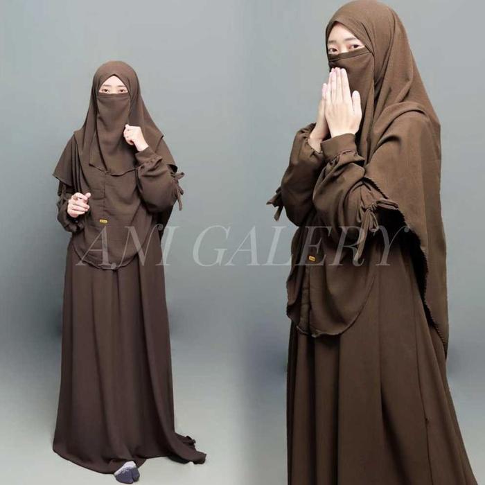 Daily Dress syar'i - Gamis Mutia Set Sijab (Free Cadar) Crinkle Airflow Grade A Lembut - Muslim Wani