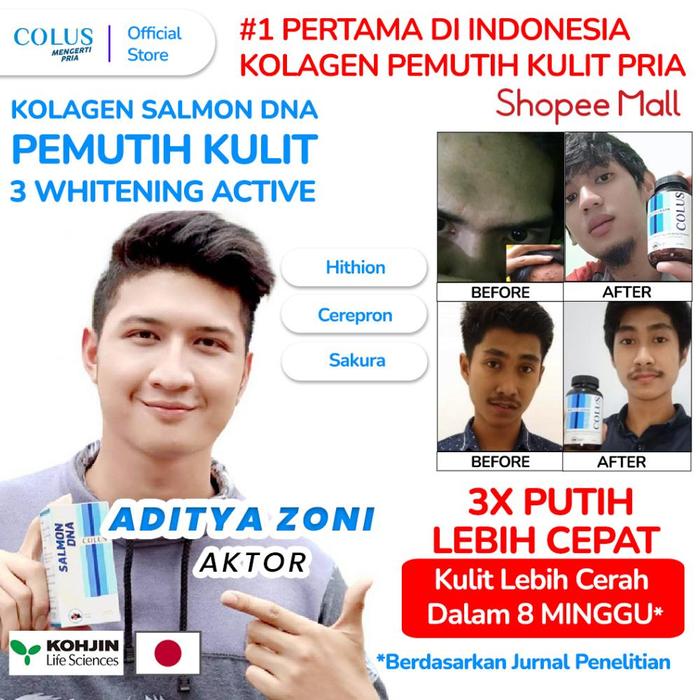ADA STOK Colus Men Salmon DNA Collagen | Pemutih Badan dan Wajah Pria | Kolagen Pria| Suplemen Kulit