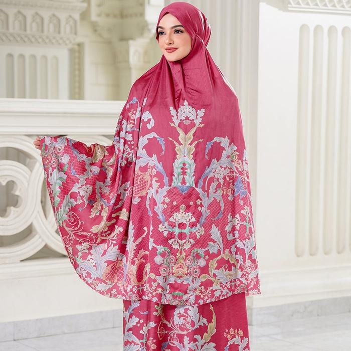 Mukena BUTTONSCARVES Royale - Grandeur Prayer Robe - Pink Yarrow