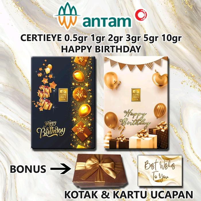 Emas ANTAM HAPPY BIRTHDAY Custom Gift Series Certieye Certicard