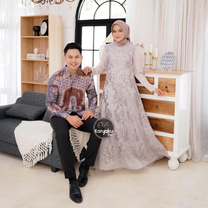 SET COUPLE GAMIS PREMIUM KEMEJA LENGAN PANJANG KANTOR KONDANGAN PESTA KARYAKU BAE PEKALONGAN