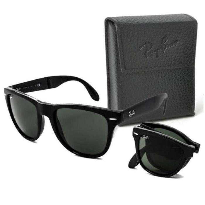 Terbaru Kacamata Rayban Wayfarer RB4105 50 Folding Lipat Full Black Doff top