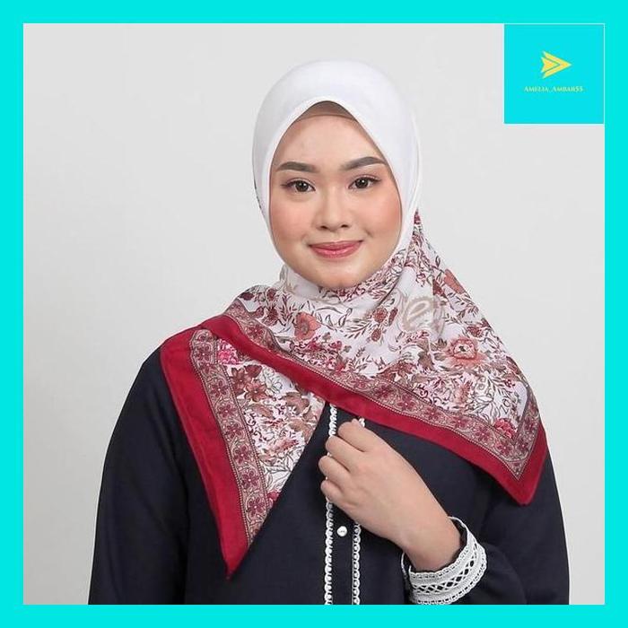 AMEL^ ZOYA VAZZA SCARF - KERUDUNG HIJAB SEGIEMPAT MOTIF - BAHAN FRENCH VOAL