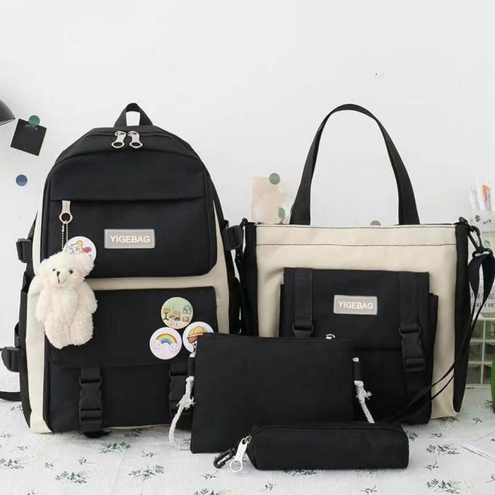 Jk 989 Tas Ransel Sekolah 4In1 Multifungsi Dapat Gantungan Backpack Tas Sekolah Aesthetic Korea Styl