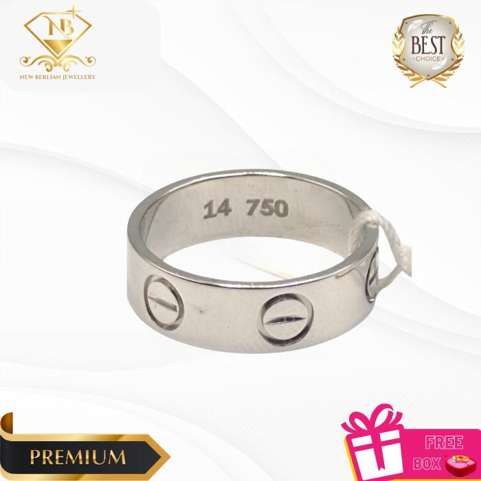 CP09 - cincin emas putih perhiasan emas asli wanita 17K 750 R14 CMP511