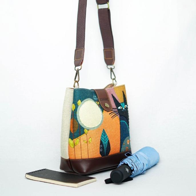 tas selempang wanita multifungsi marawa handmade nara series - neko