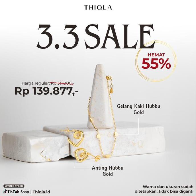 spesial bundle 3.3 - gelang kaki hubbu gold + anting hubbu gold - hemat 55%