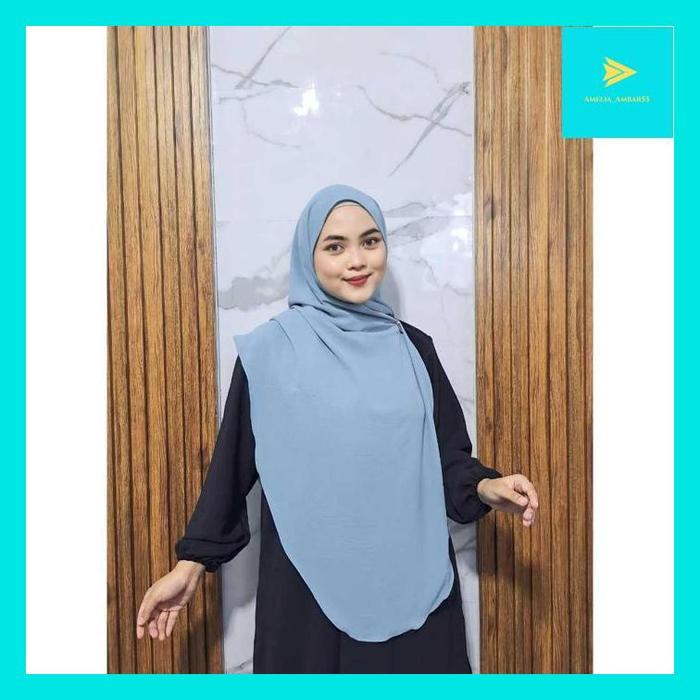 AMEL^ PASHMINA OVAL 200X100 JUMBO CRINKLE PREMIUM BY SENTOSA PASHMINA OVAL SYAR'I PREMIUM