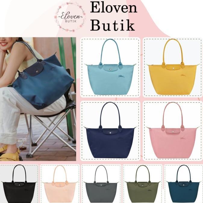 tas tote longchamp green le pliage original 100% ready stok