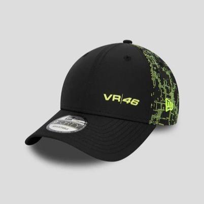 VR46 Trucker New Era Poly Print Glitch 9FORTY Cap. Topi Unisex Pria Wanita