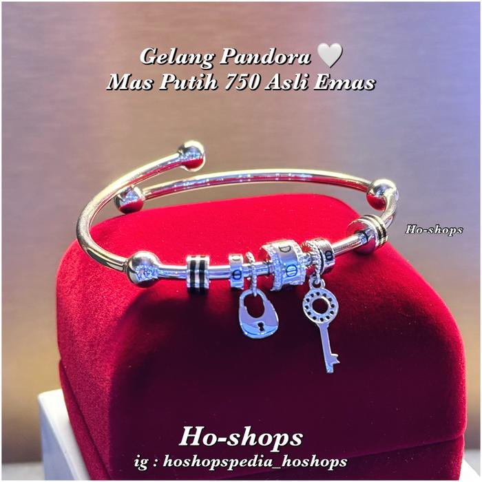 Gelang Pandora Mas Putih Kadar 750 Asli Emas