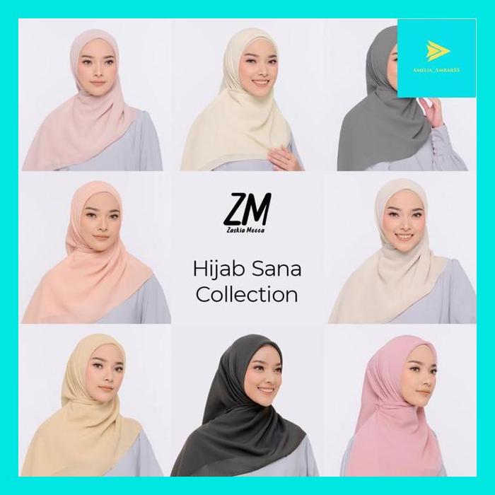 AMEL^ CLEARANCE SALE - ZM ZASKIA MECCA - SANA HIJAB POLOS - KERUDUNG SEGI EMPAT