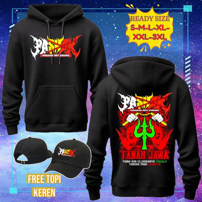 HOODIE JUMPER PRIA PASHAK PASUKAN ANTI GASHAK TANAH JAWA BONUS TOPI BAHAN KATUN FLEECE