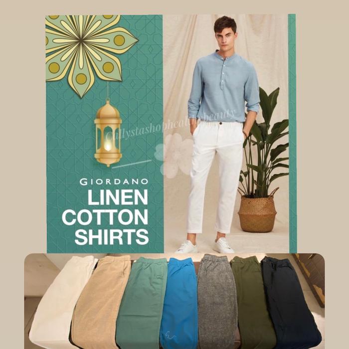 Giordano Celana Panjang Pria Linen Cotton from 659k size S M L XL XXL