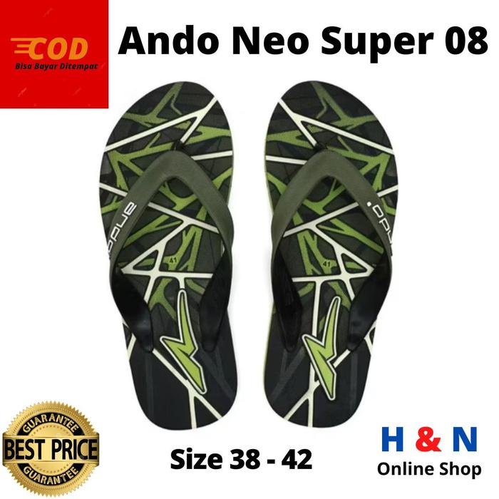 H&N Online Shop - Sandal Jepit Pria- Karet - Sendal ANDO DISTRO 2 Motif TIMBUL/EMBOSS Original Merah