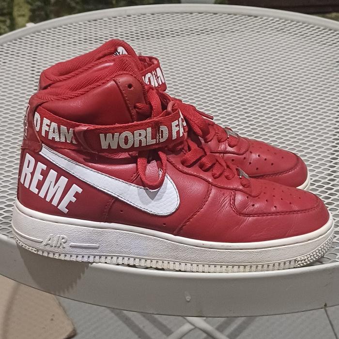 NIKE AF1 HIGH x SUPREME WORLD FAMOUS 2012 red, SIZE 40